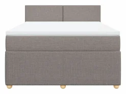 Sale Cama box spring con colchón tela gris taupe 140x200 cm Base De Cama De Láminas