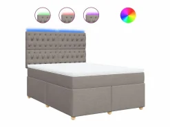 Clicnbuy Cama box spring con colchón tela gris taupe 140x190 cm