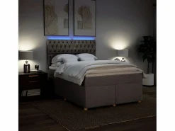 Clicnbuy Cama box spring con colchón tela gris taupe 140x190 cm
