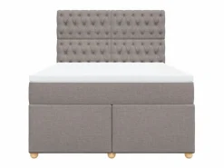 Clicnbuy Cama box spring con colchón tela gris taupe 140x190 cm