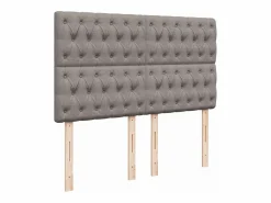 Clicnbuy Cama box spring con colchón tela gris taupe 140x190 cm