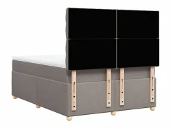 Clicnbuy Cama box spring con colchón tela gris taupe 140x190 cm