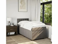 Outlet Clicnbuy Cama box spring con colchón tela gris taupe 90x190 cm Topo