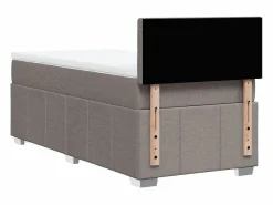 Outlet Clicnbuy Cama box spring con colchón tela gris taupe 90x190 cm Topo