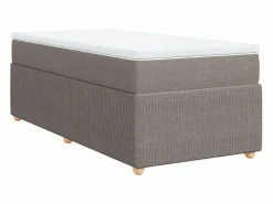 Clearance Clicnbuy Cama box spring con colchón tela gris taupe 90x190 cm Topo