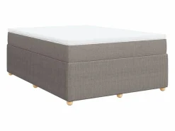 New Cama box spring con colchón tela gris taupe 140x200 cm Base De Cama De Láminas