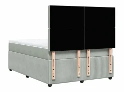 Hot Cama box spring con colchón terciopelo claro 140x190 cm Somier - 140X190Cm