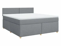 Clicnbuy Cama box spring con colchón tela claro 180x200 cm