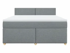 Clicnbuy Cama box spring con colchón tela claro 180x200 cm