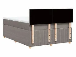 Clicnbuy Cama box spring con colchón tela gris taupe 140x200 cm