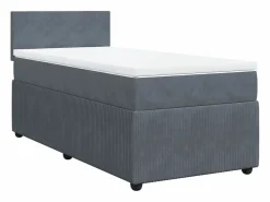 Clicnbuy Cama box spring con colchón terciopelo oscuro 90x190 cm