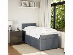 Clicnbuy Cama box spring con colchón terciopelo oscuro 90x190 cm