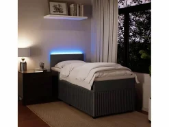Clicnbuy Cama box spring con colchón terciopelo oscuro 90x190 cm