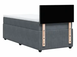Clicnbuy Cama box spring con colchón terciopelo oscuro 90x190 cm