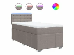 Clicnbuy Cama box spring con colchón tela gris taupe 90x190 cm