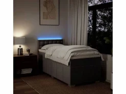 Clicnbuy Cama box spring con colchón tela gris taupe 90x190 cm