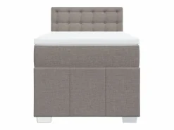 Clicnbuy Cama box spring con colchón tela gris taupe 90x190 cm