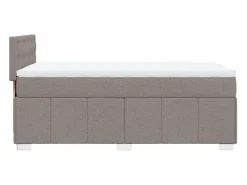 Clicnbuy Cama box spring con colchón tela gris taupe 90x190 cm