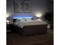 Discount Cama box spring con colchón tela marrón oscuro 200x200 cm Base De Cama De Láminas