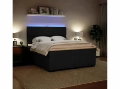 Online Clicnbuy Cama box spring con colchón terciopelo 180x200 cm Negro
