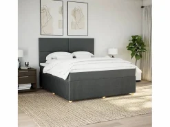 Best Clicnbuy Cama box spring con colchón tela oscuro 180x200 cm Gris