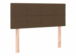 Cama box spring con colchón y LED tela marrón oscuro 120x190 cm Somier Tapizado