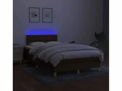 New Clicnbuy Cama box spring con colchón y LED tela marrón oscuro 120x200 cm Marru00f3n