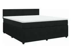 Outlet Clicnbuy Cama box spring con colchón terciopelo 180x200 cm Negro