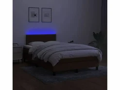 Clicnbuy Cama box spring con colchón y LED tela marrón oscuro 120x190 cm