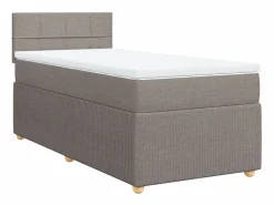 Discount Cama box spring con colchón tela gris taupe 90x190 cm Base De Cama De Láminas|Somier - 90X190Cm