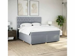 Clicnbuy Cama box spring con colchón tela claro 180x200 cm Gris