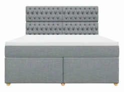 Clicnbuy Cama box spring con colchón tela claro 180x200 cm Gris