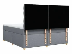 Clicnbuy Cama box spring con colchón tela claro 180x200 cm Gris