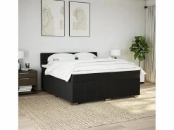 New Clicnbuy Cama box spring con colchón tela 200x200 cm Negro