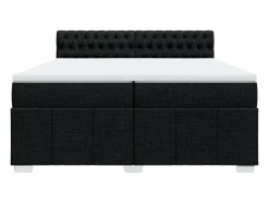 New Clicnbuy Cama box spring con colchón tela 200x200 cm Negro