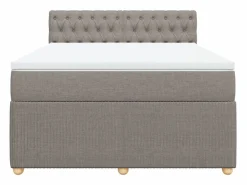 Clicnbuy Cama box spring con colchón tela gris taupe 140x200 cm