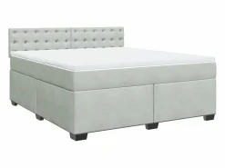 New Cama box spring con colchón terciopelo claro 180x200 cm Base De Cama De Láminas|Somier - 180X200Cm