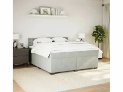 New Cama box spring con colchón terciopelo claro 180x200 cm Base De Cama De Láminas|Somier - 180X200Cm