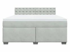 New Cama box spring con colchón terciopelo claro 180x200 cm Base De Cama De Láminas|Somier - 180X200Cm