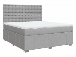 Cama box spring con colchón tela claro 180x200 cm Somier - 180X200Cm