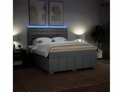 Cama box spring con colchón tela claro 180x200 cm Somier - 180X200Cm