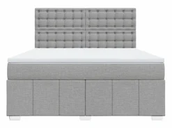 Cama box spring con colchón tela claro 180x200 cm Somier - 180X200Cm