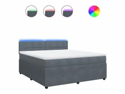 Sale Cama box spring con colchón terciopelo oscuro 180x200 cm Somier - 180X200Cm