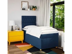Clicnbuy Cama box spring con colchón tela 100x200 cm