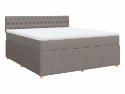 Online Cama box spring con colchón tela gris taupe 180x200 cm Somier - 180X200Cm