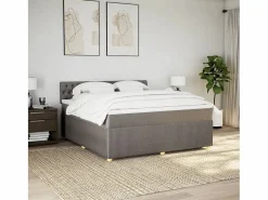 Online Cama box spring con colchón tela gris taupe 180x200 cm Somier - 180X200Cm