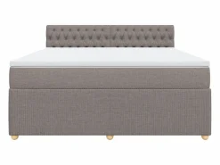 Online Cama box spring con colchón tela gris taupe 180x200 cm Somier - 180X200Cm