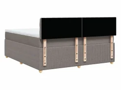 Online Cama box spring con colchón tela gris taupe 180x200 cm Somier - 180X200Cm