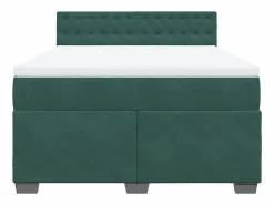 Clicnbuy Cama box spring con colchón terciopelo oscuro 160x200 cm