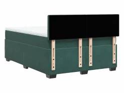 Clicnbuy Cama box spring con colchón terciopelo oscuro 160x200 cm